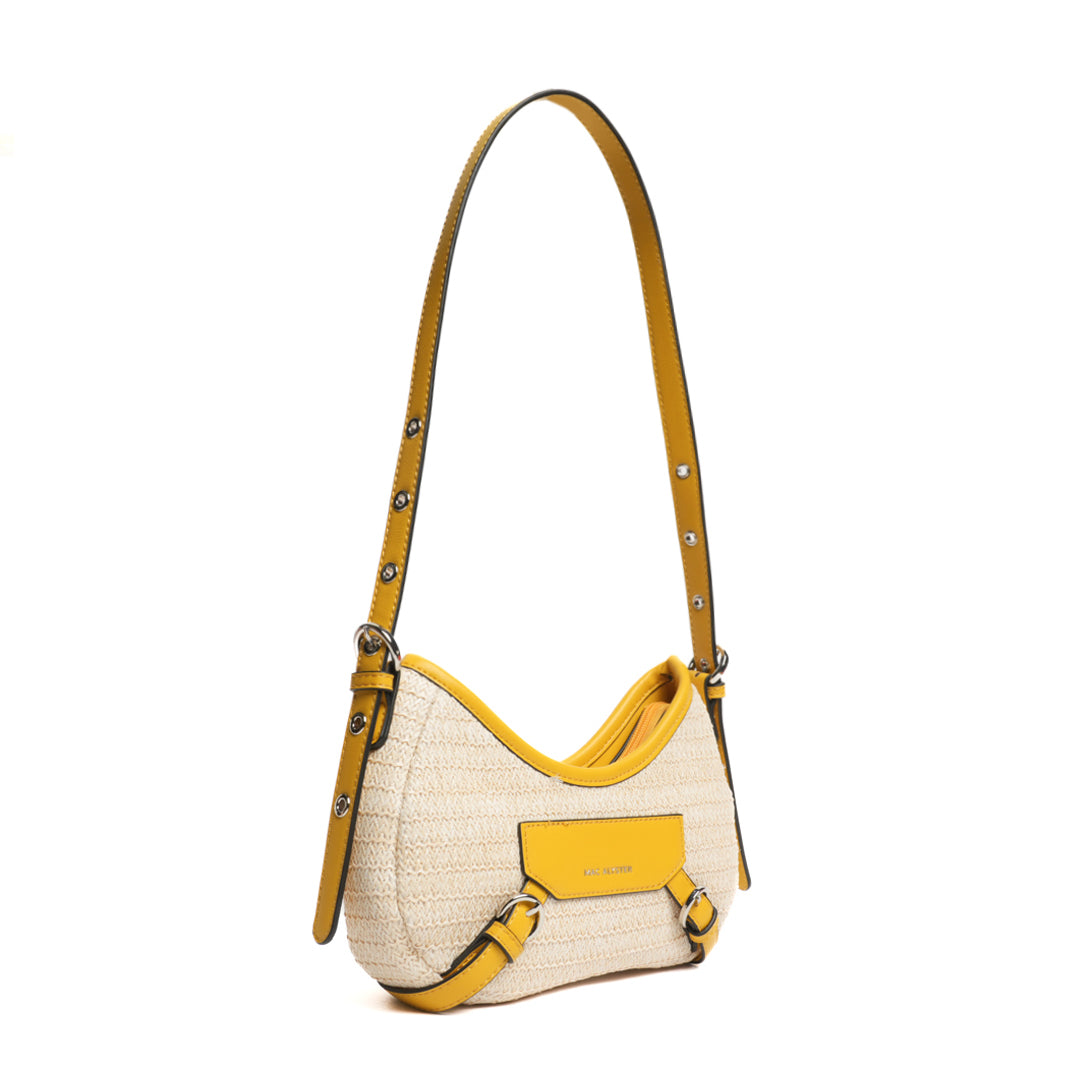 Sac baguette RIVIERA en matière synthétique MIEL de trois-quarts