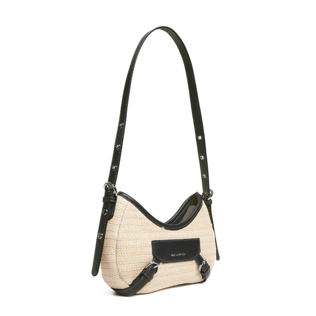 Sac baguette RIVIERA en matière synthétique NOIR de trois-quarts