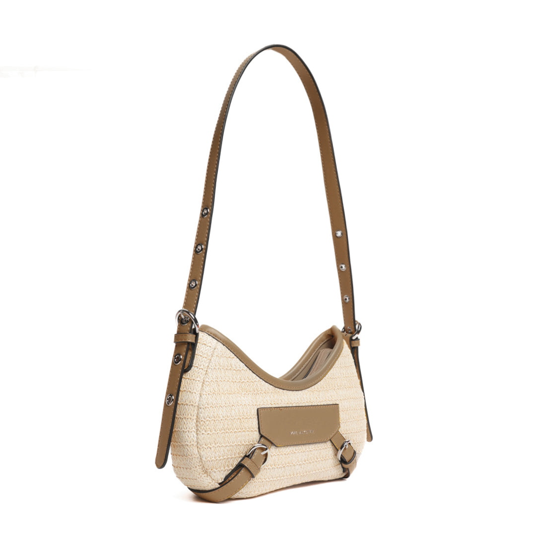 Sac baguette RIVIERA en matière synthétique TAUPE de trois-quarts