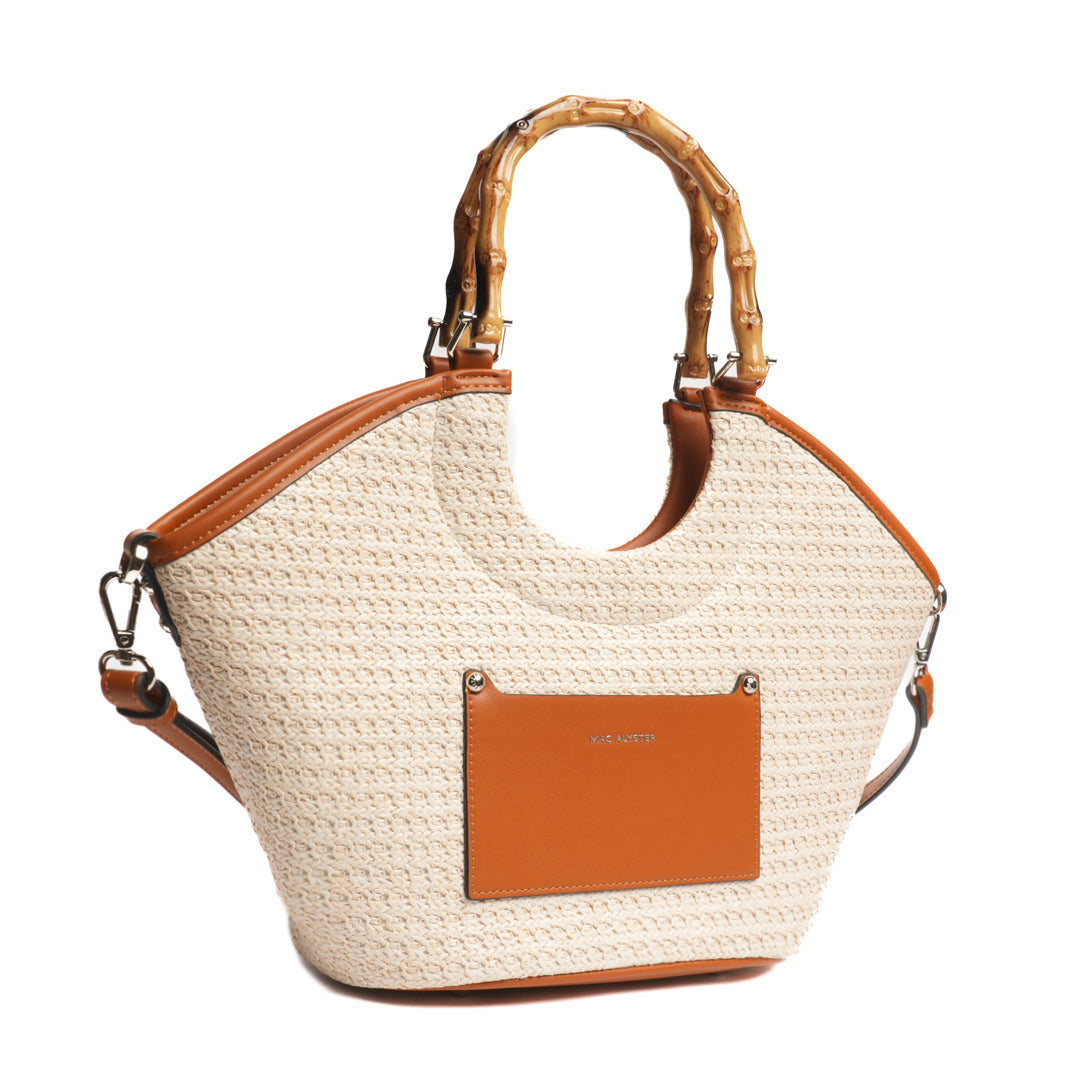 Sac cabas BAHAMAS en matière synthétique COGNAC de trois-quarts