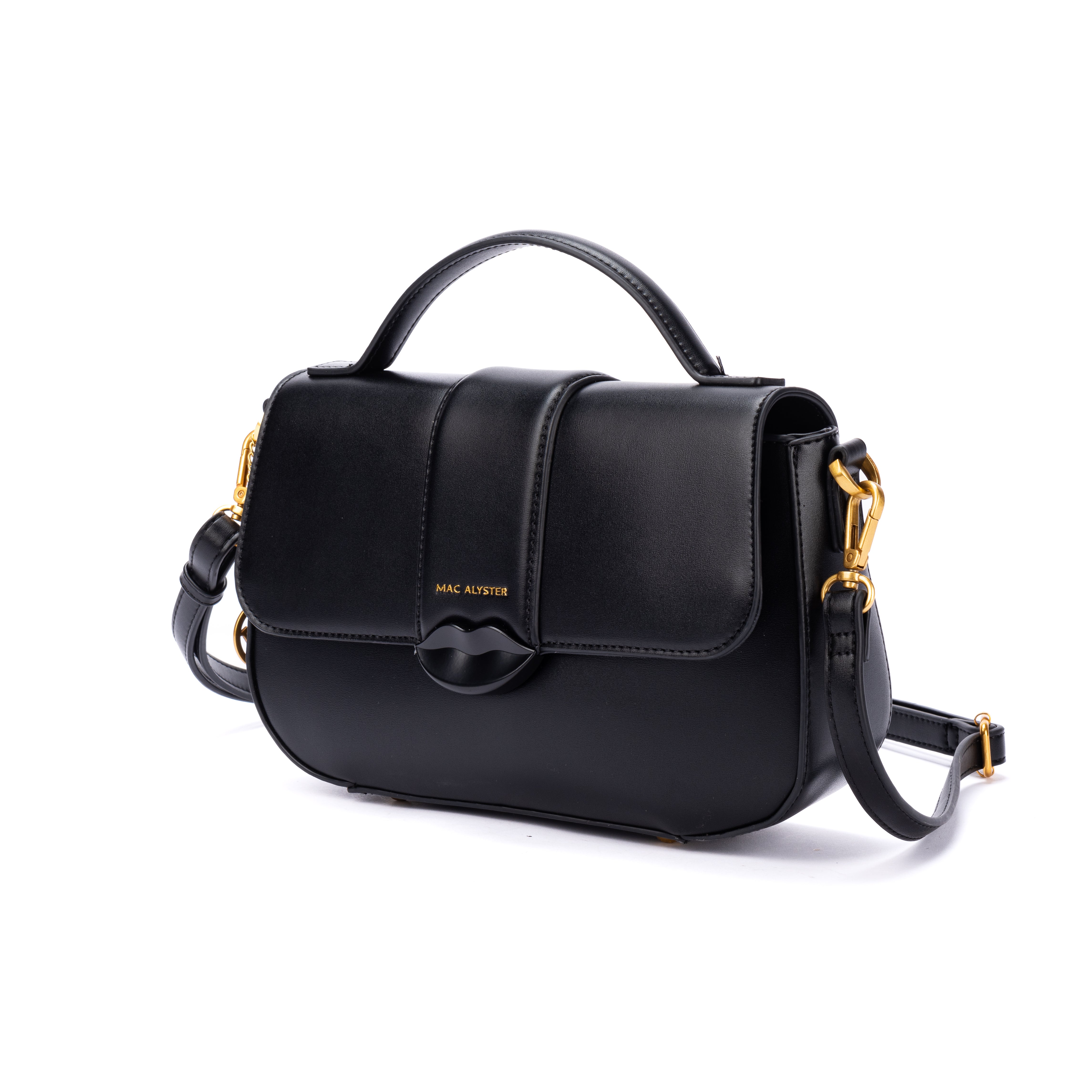 Sac à rabat KISS ME en matière synthétique NOIR de trois-quart