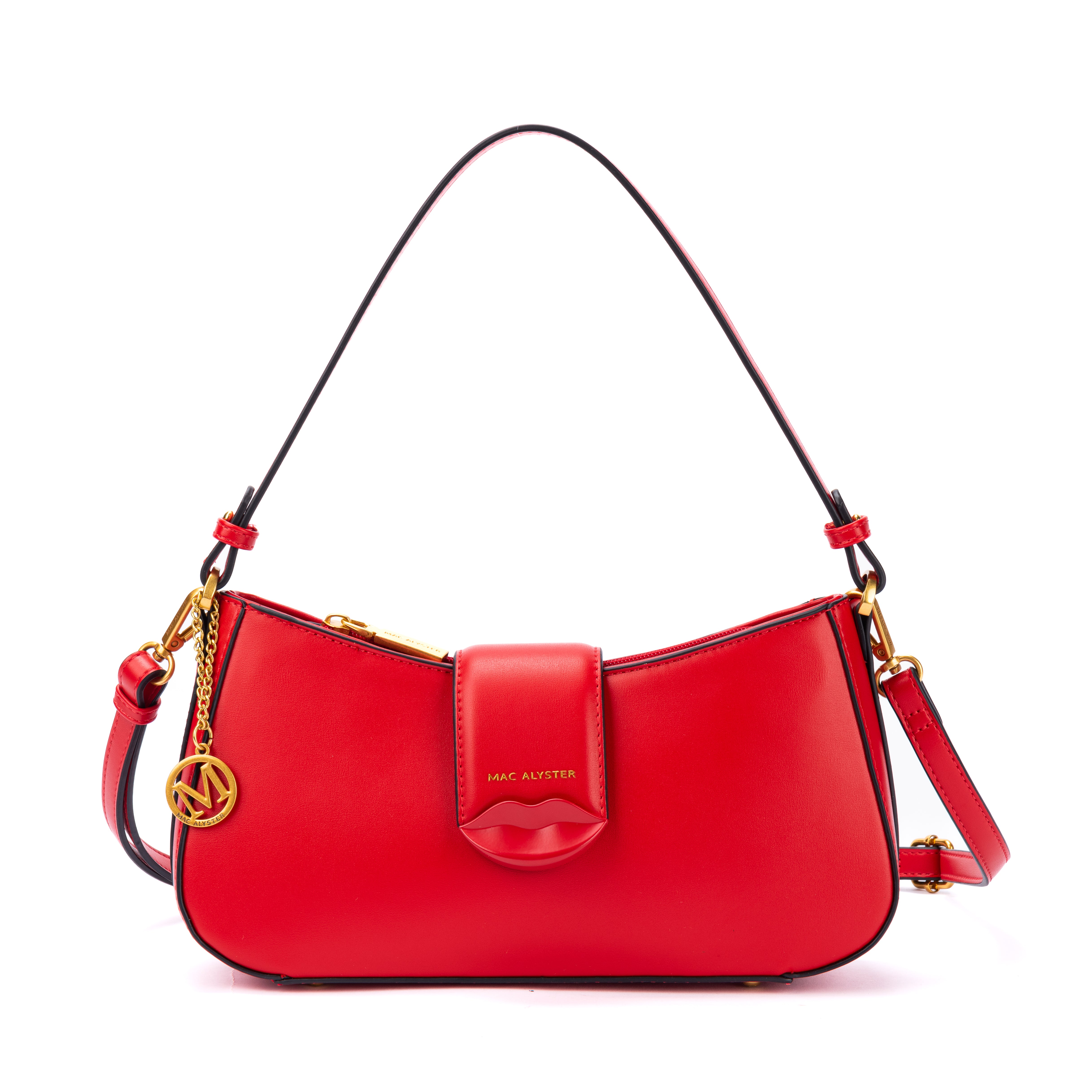 Sac baguette KISS ME en matière synthétique ROUGE de face