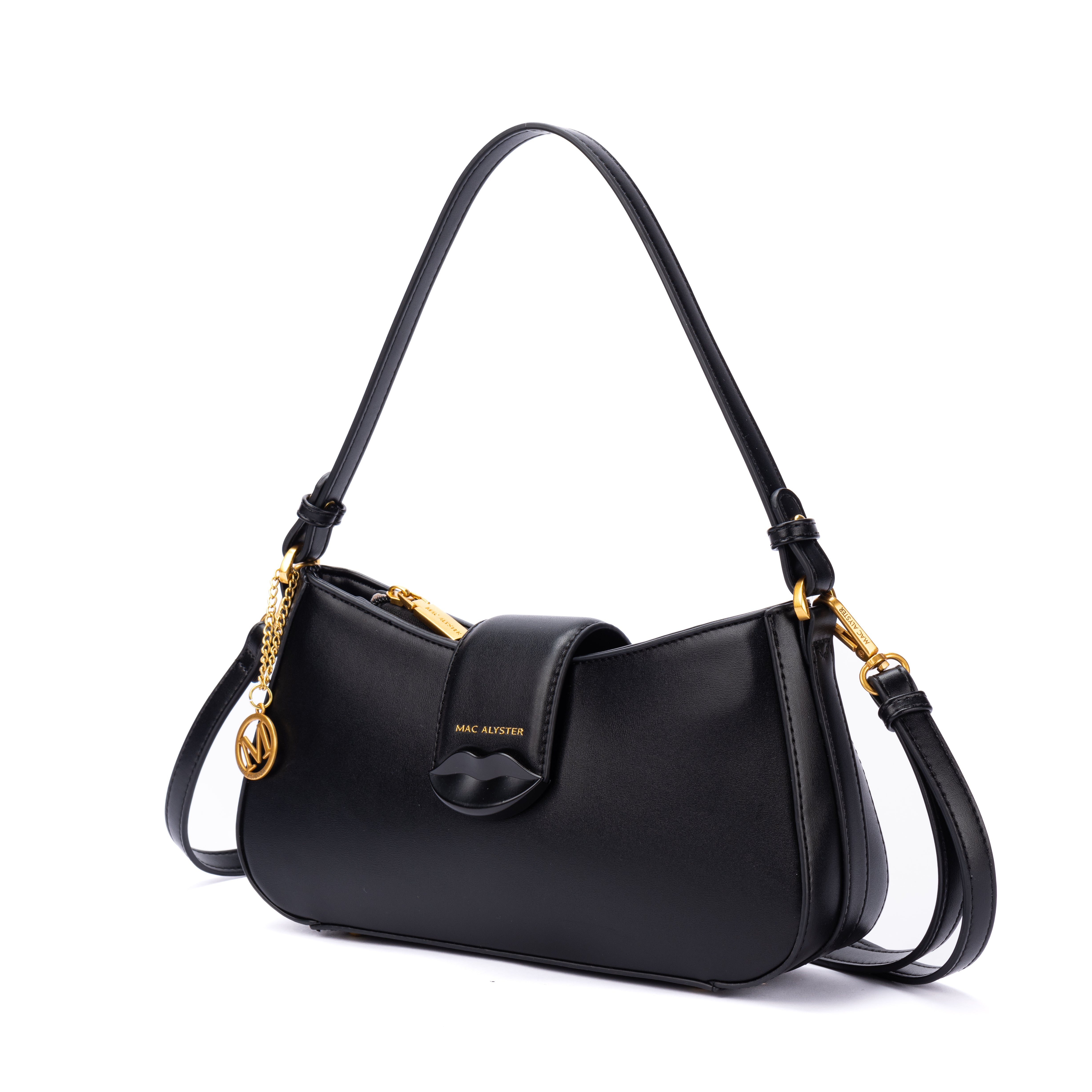Sac baguette KISS ME en matière synthétique NOIR de trois-quart