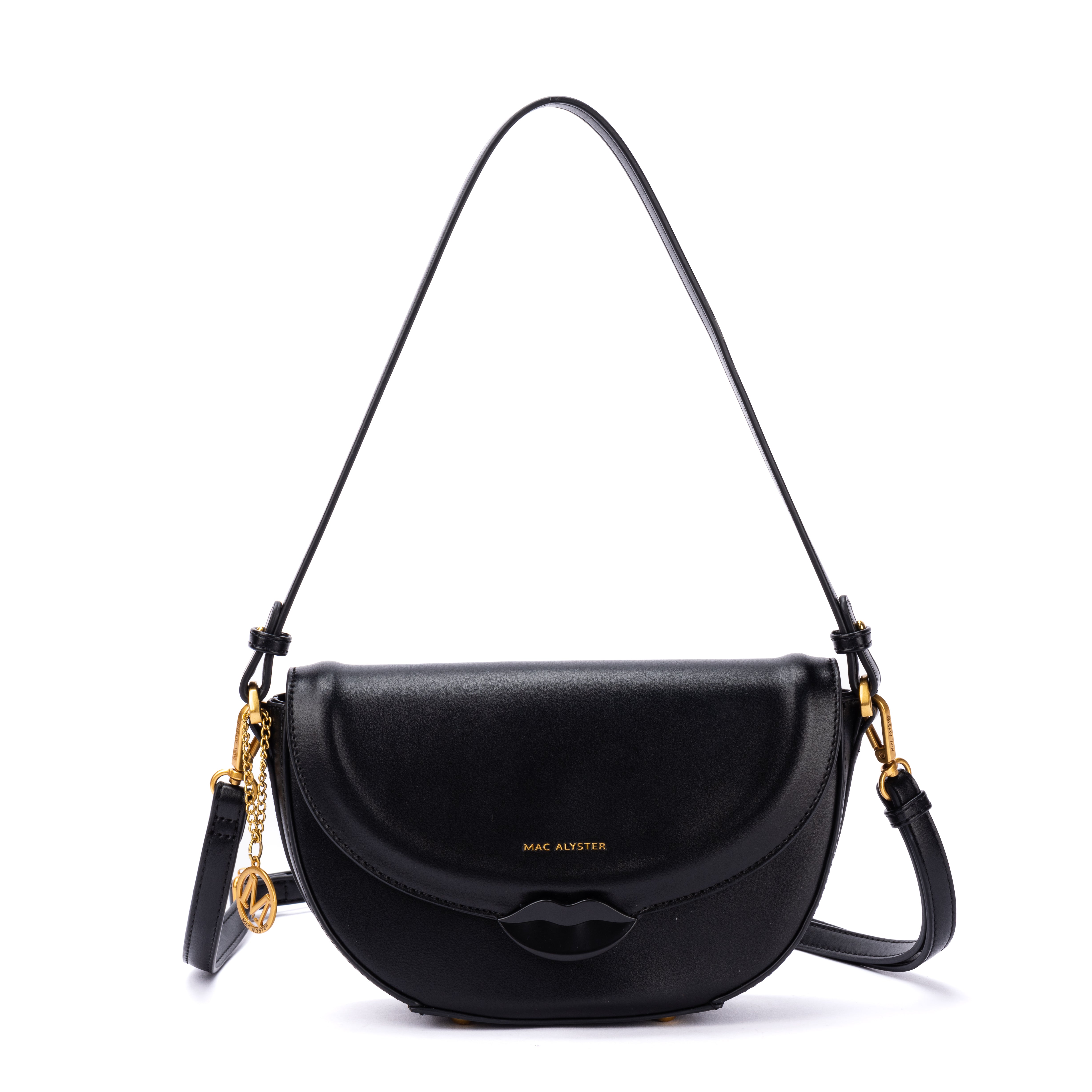 Petit sac à rabat KISS ME en matière synthétique NOIR de face