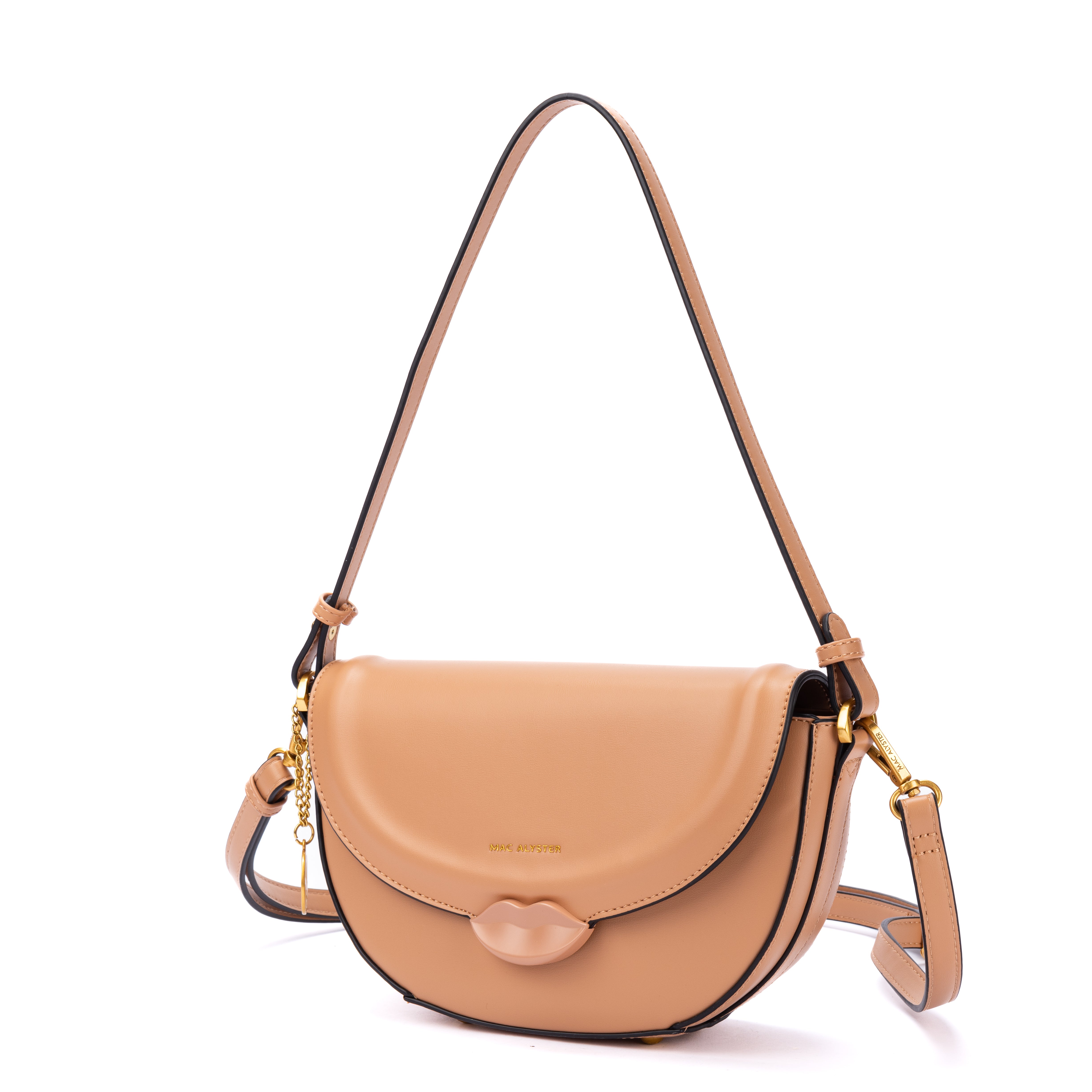 Petit sac à rabat KISS ME en matière synthétique SABLE de trois-quart