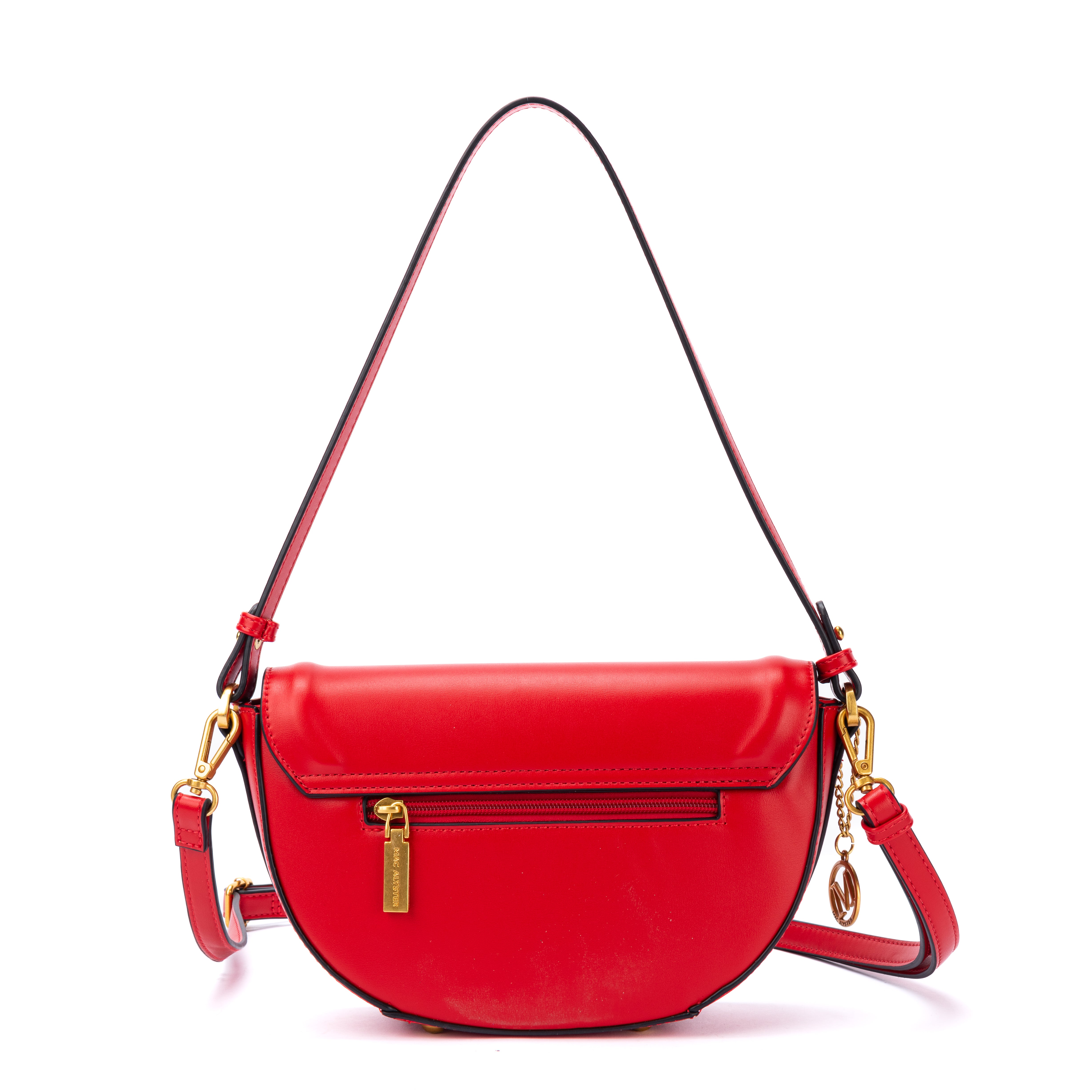 Petit sac à rabat KISS ME en matière synthétique ROUGE de dos