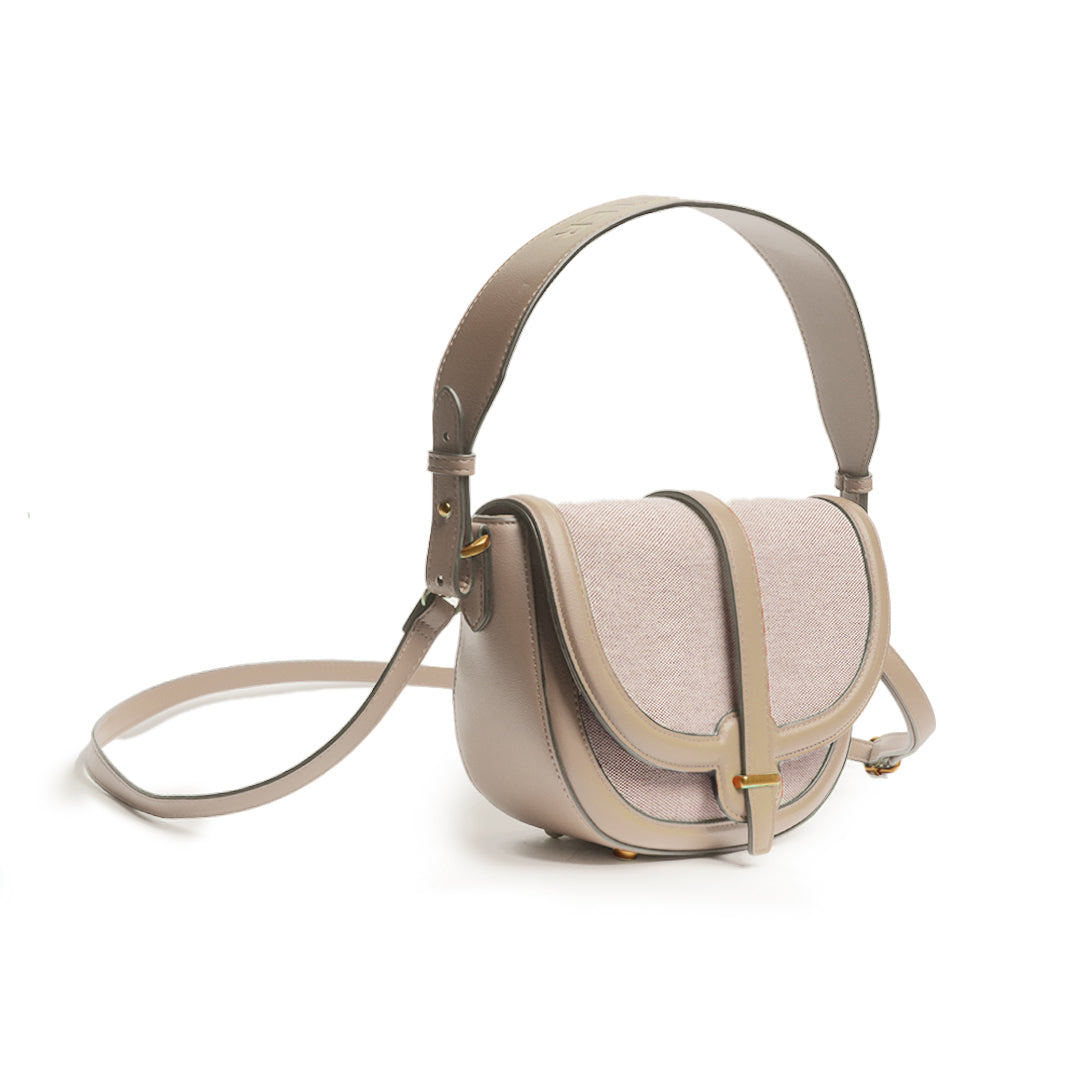 Sac à rabat SYNONYME en matière synthétique PRALINE de trois-quarts