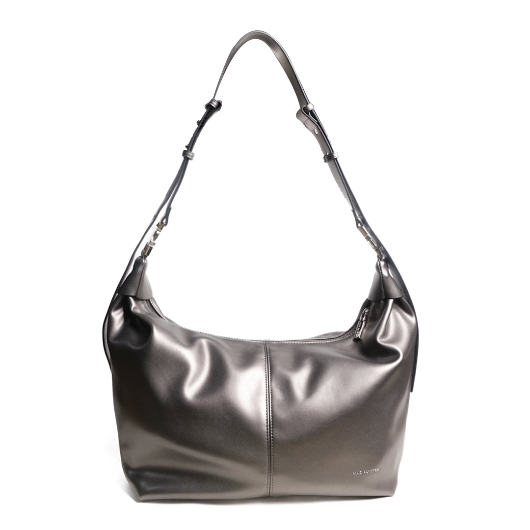 Sac fourre-tout MOON en cuir synthétique ARGENT de face