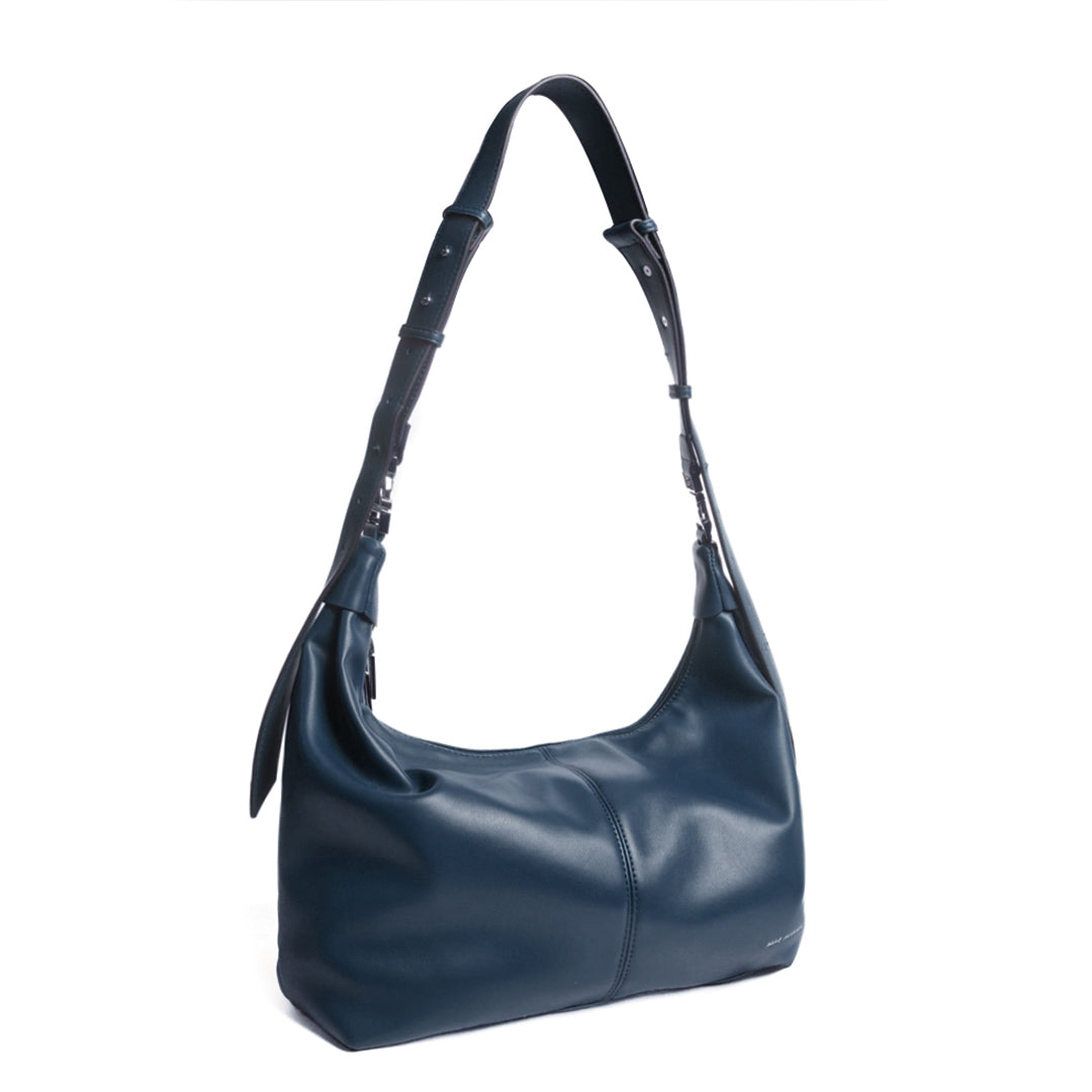 Sac fourre-tout MOON en cuir synthétique MARINE de trois-quarts