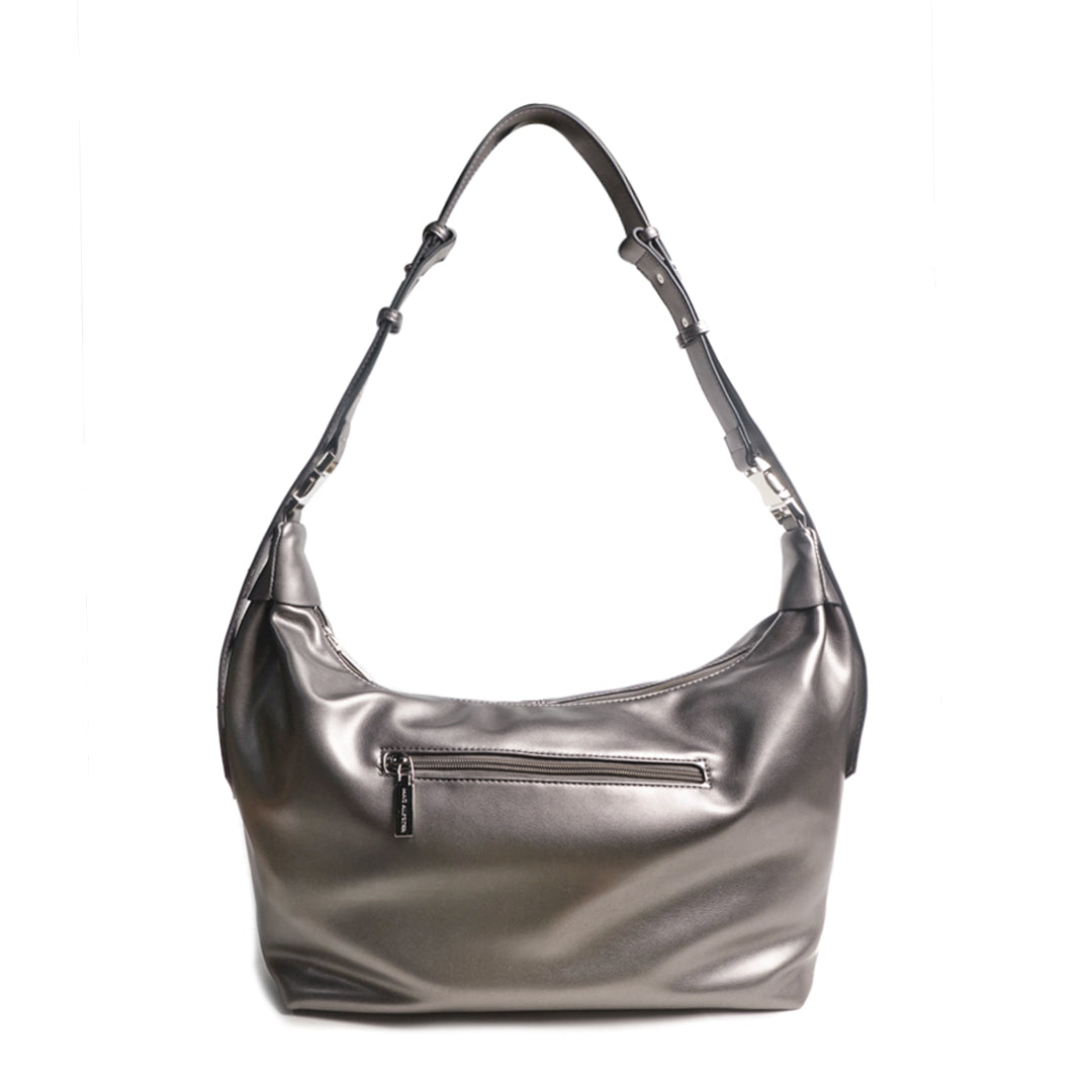 Sac fourre-tout MOON en cuir synthétique ARGENT de dos