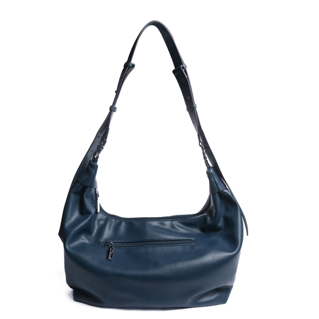 Sac fourre-tout MOON en cuir synthétique MARINE de dos