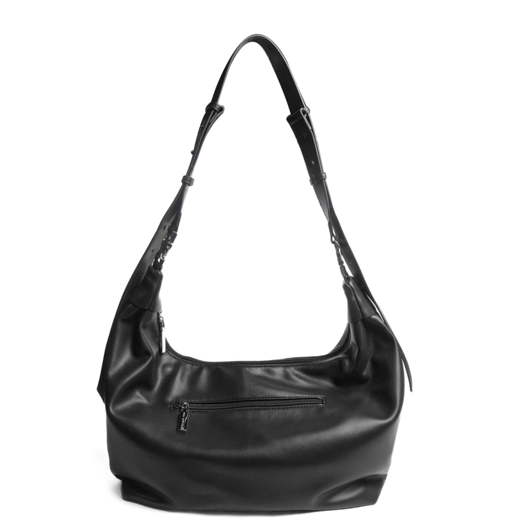 Sac fourre-tout MOON en cuir synthétique NOIR de dos