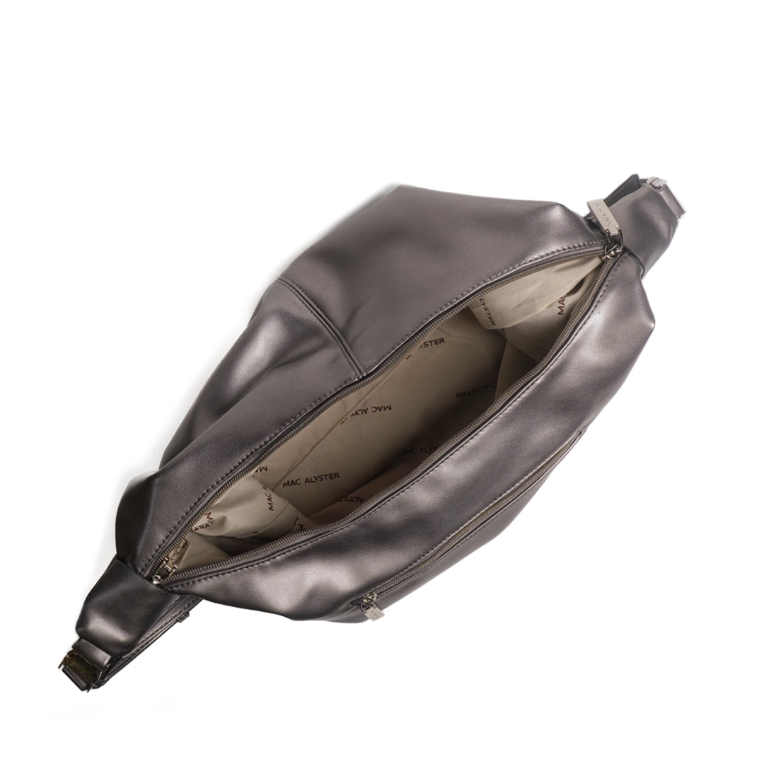 Sac fourre-tout MOON en cuir synthétique ARGENT de haut