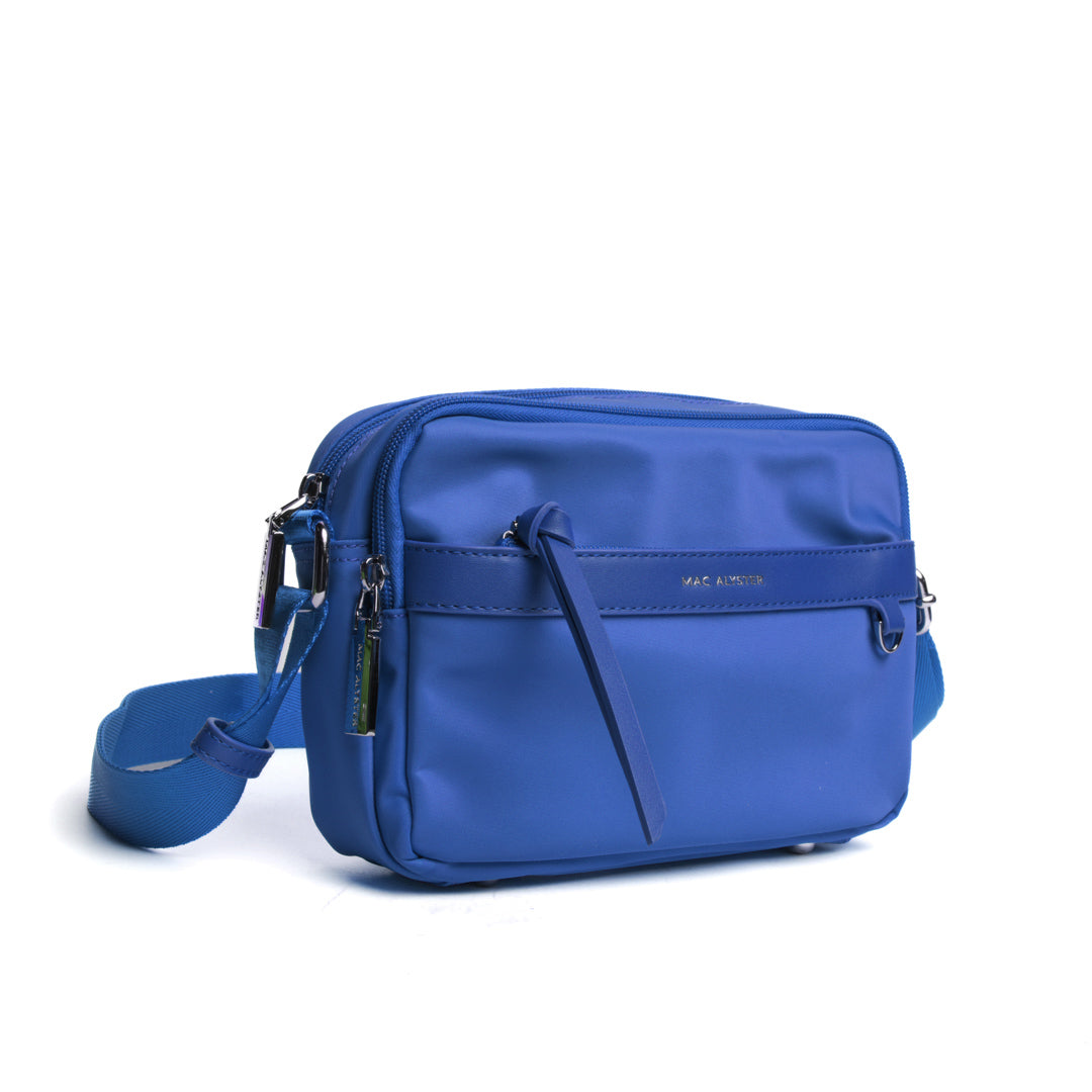 Camera bag STUDIO BASIC en cuir synthétique BLEU de trois-quarts
