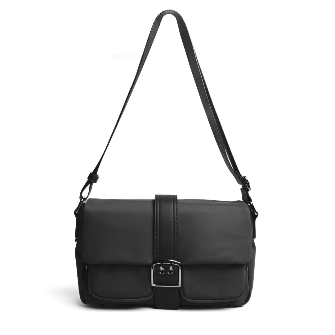 Sac à rabat STUDIO CITY en cuir synthétique NOIR de face