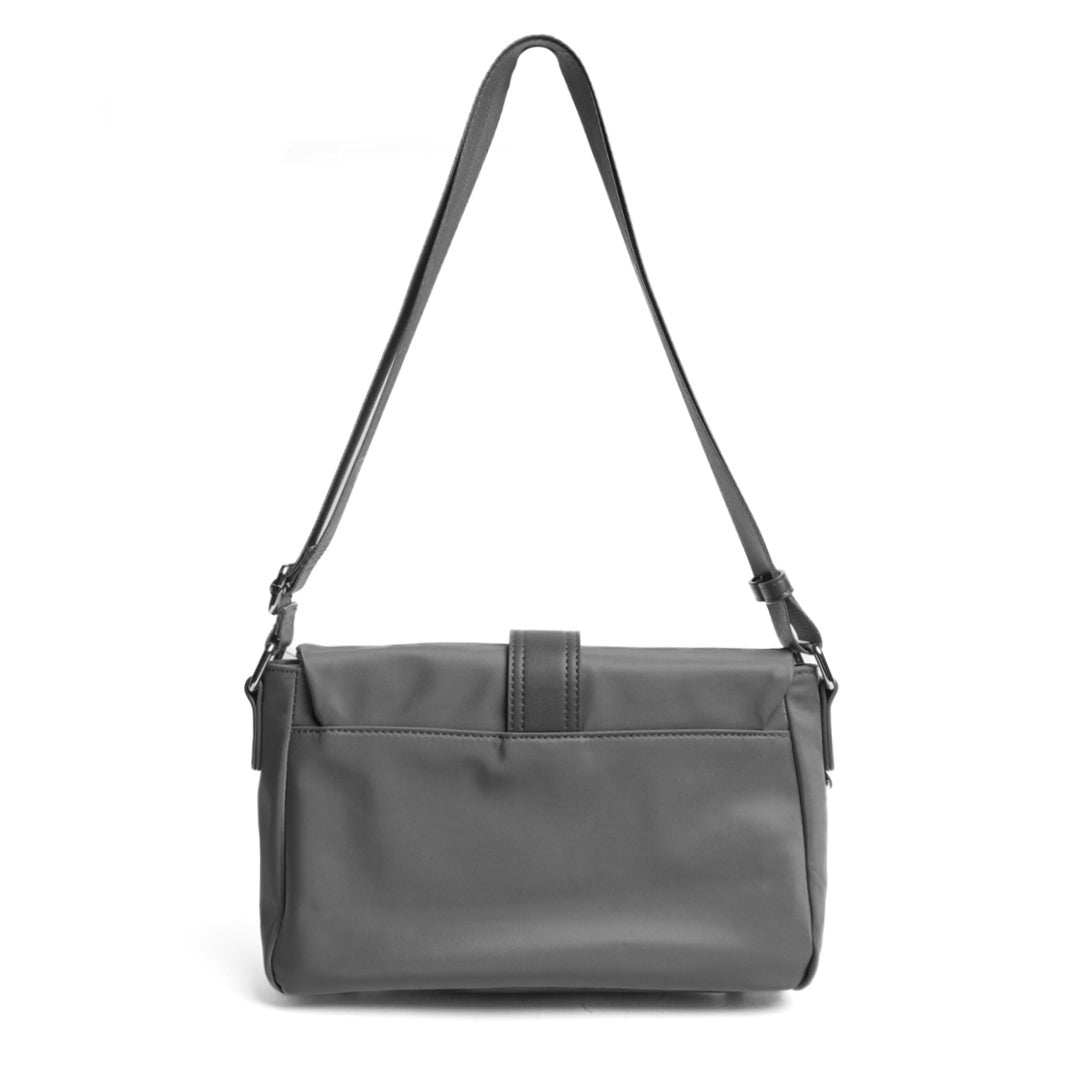 Sac à rabat STUDIO CITY en cuir synthétique GRIS de dos