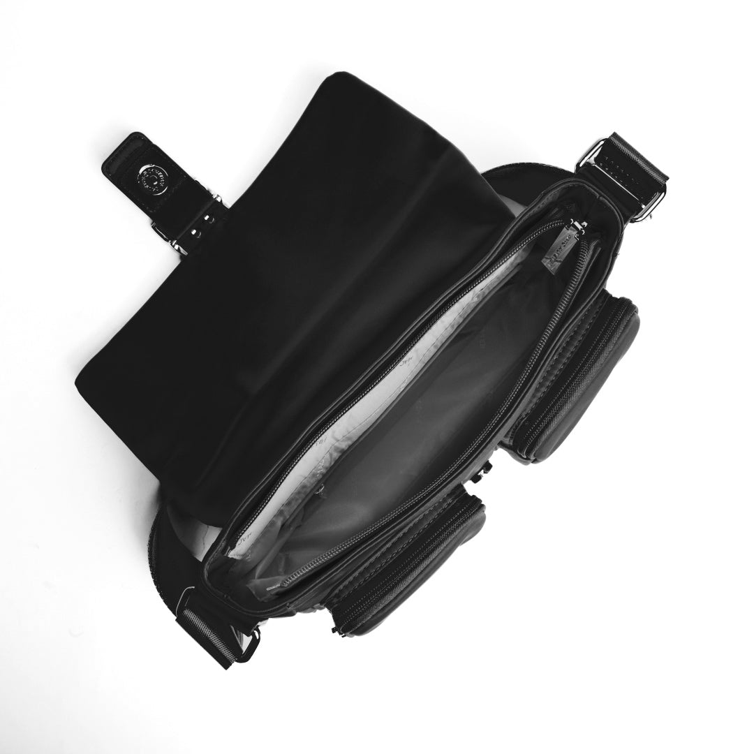 Sac à rabat STUDIO CITY en cuir synthétique NOIR de haut