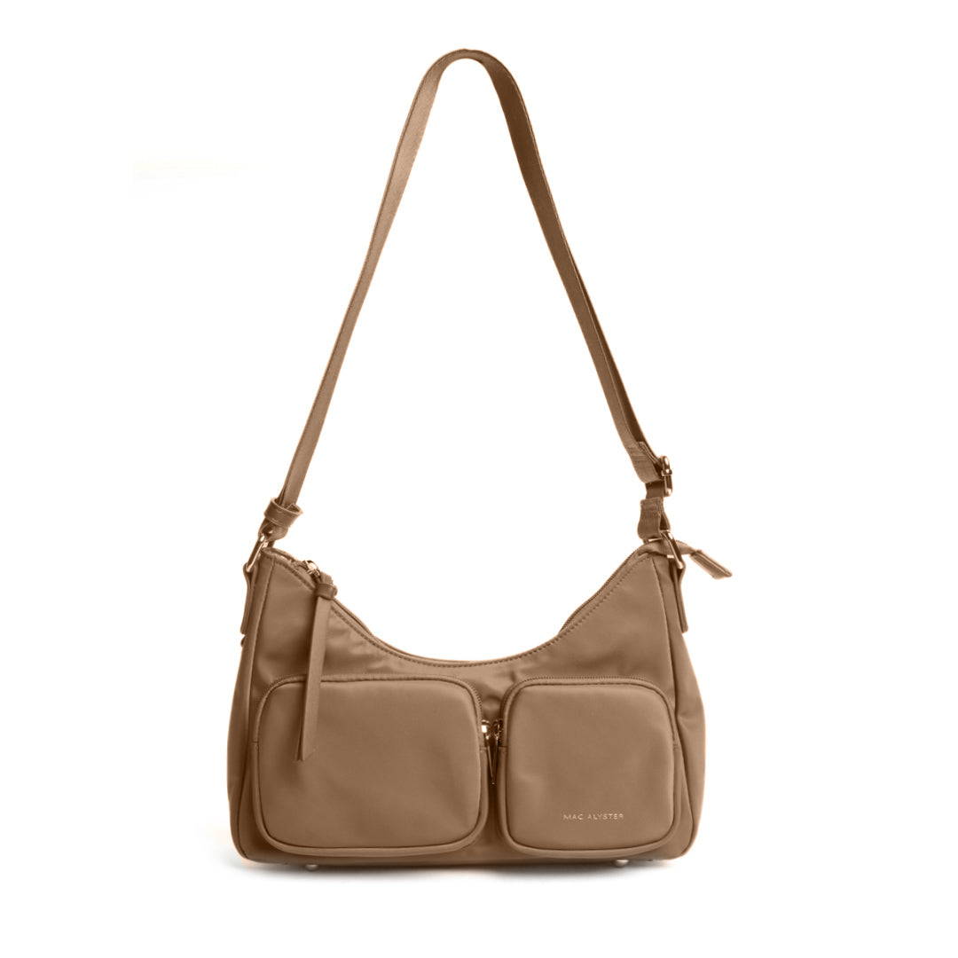 Sac trotteur STUDIO CITY en cuir synthétique CAMEL de face