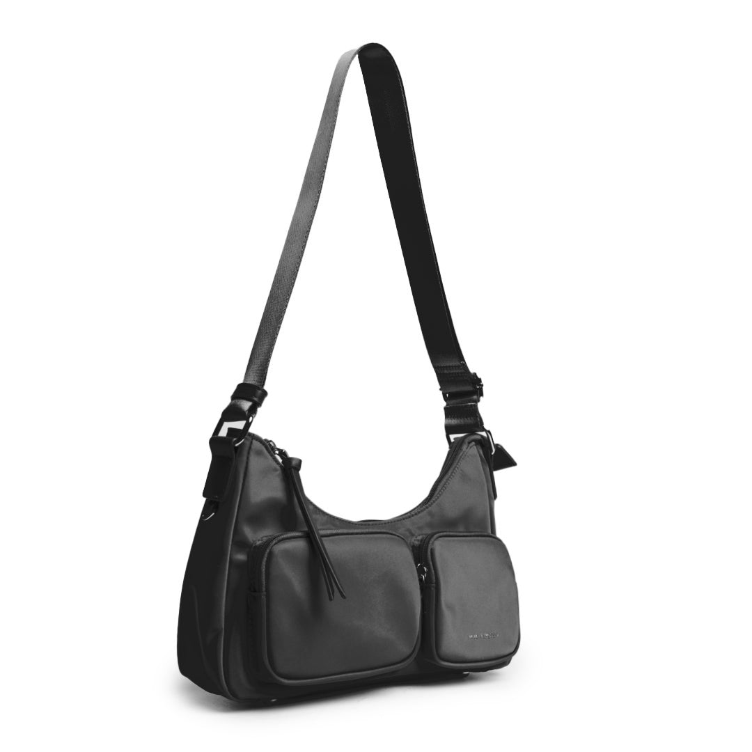 Sac trotteur STUDIO CITY en cuir synthétique NOIR de trois-quarts