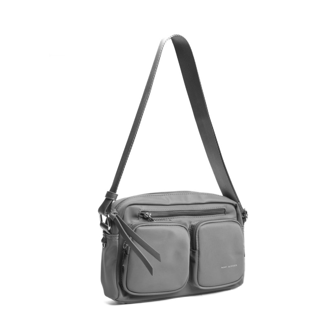 Camera bag STUDIO CITY en cuir synthétique GRIS de trois-quarts