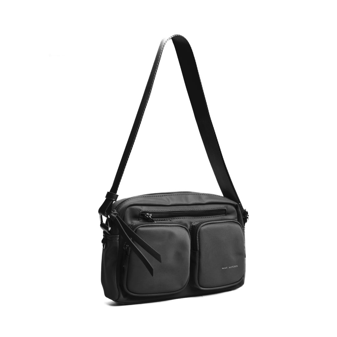 Camera bag STUDIO CITY en cuir synthétique NOIR de trois-quarts