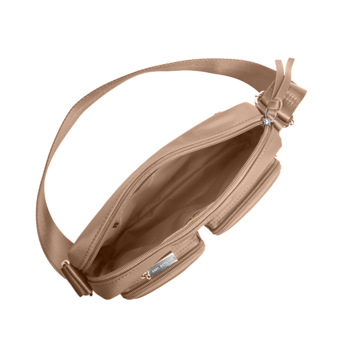 Camera bag STUDIO CITY en cuir synthétique CAMEL de haut