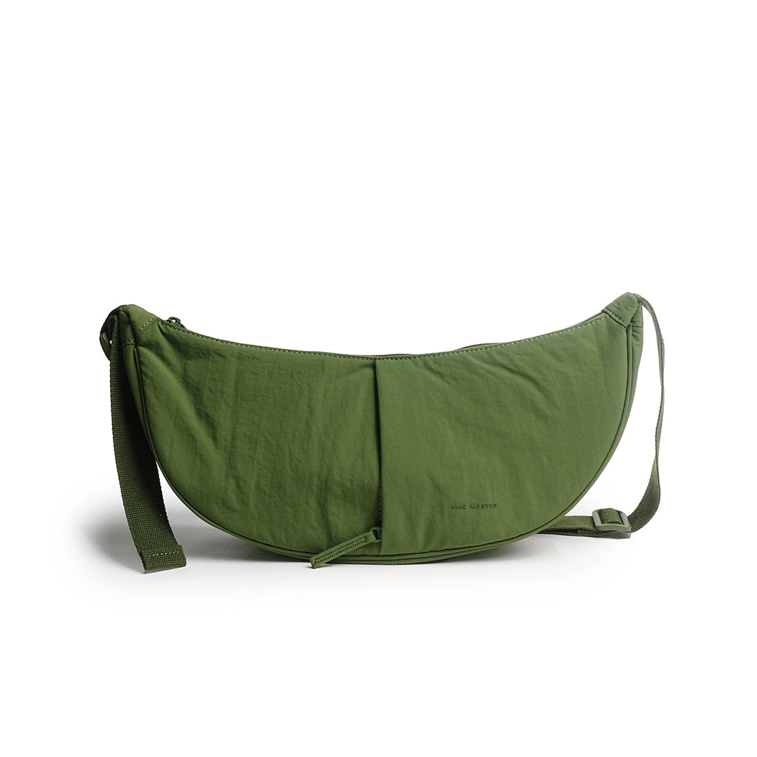 Sac demi-lune PLUME en matière synthétique VERT de face