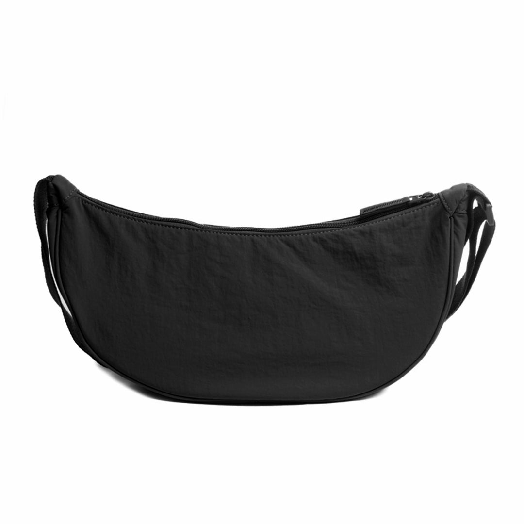 Petit sac demi-lune PLUME en cuir synthétique NOIR de dos