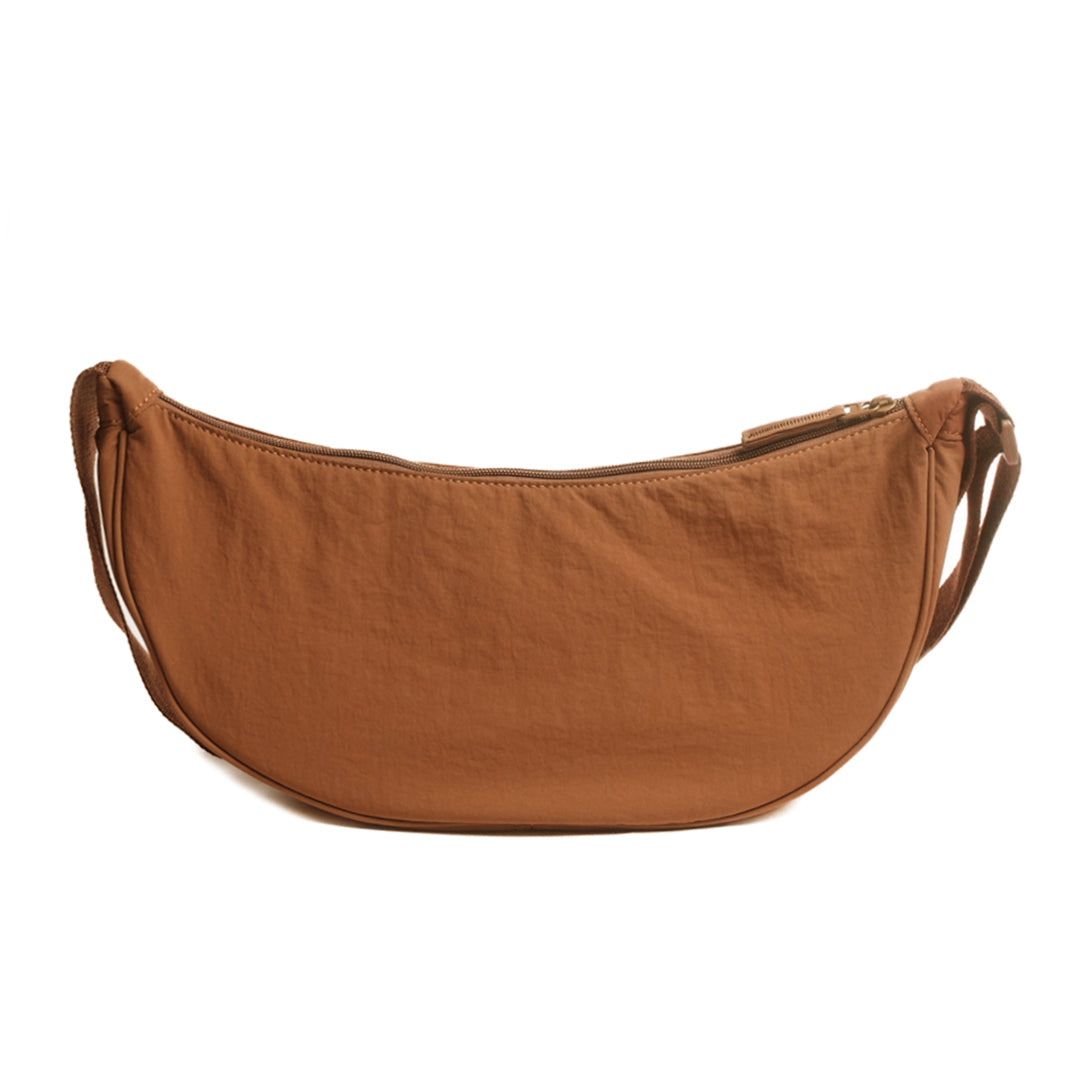 Petit sac demi-lune PLUME en cuir synthétique SABLE de dos