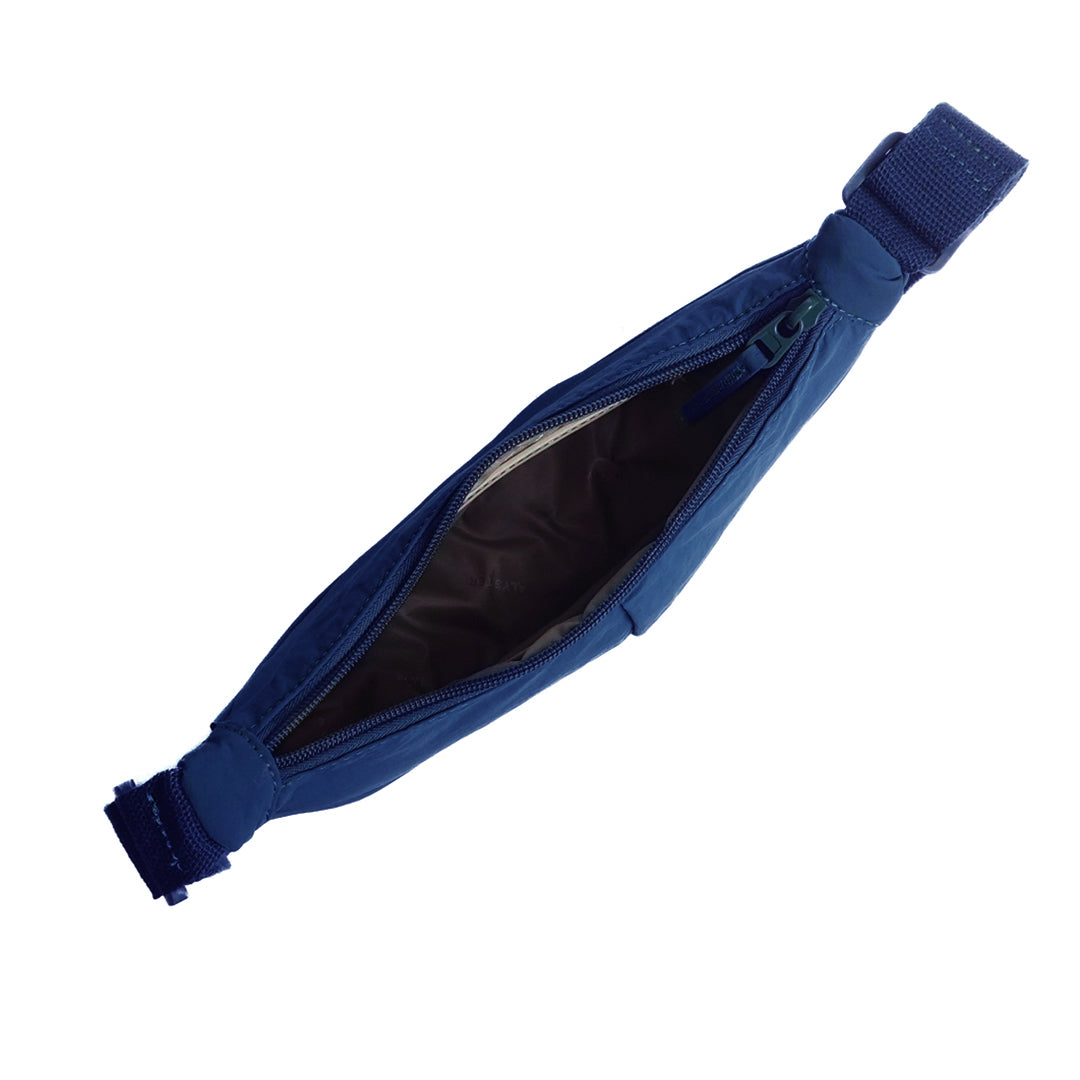 Petit sac demi-lune PLUME en cuir synthétique BLEU de haut
