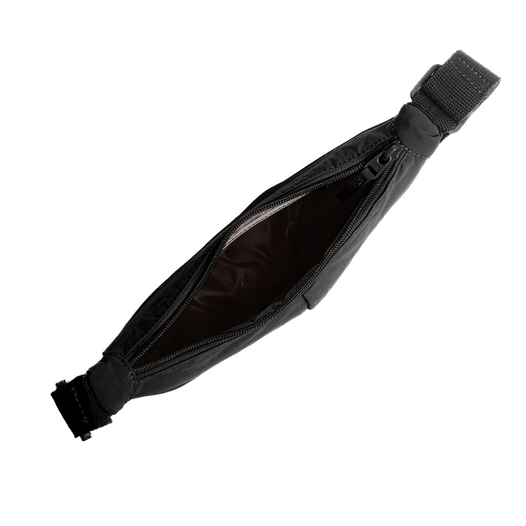 Petit sac demi-lune PLUME en cuir synthétique NOIR de haut