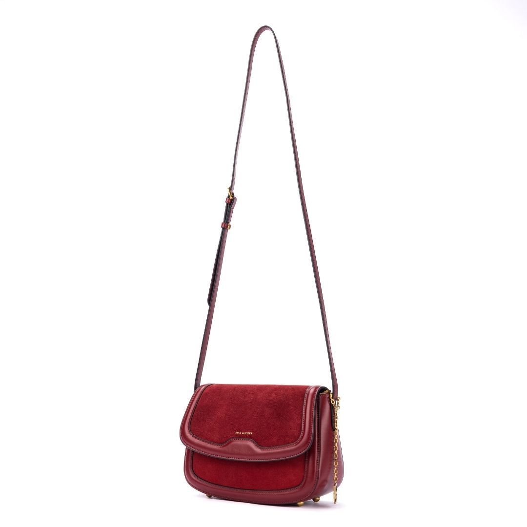 Sac à rabat - REBECCA burgundy de trois-quarts