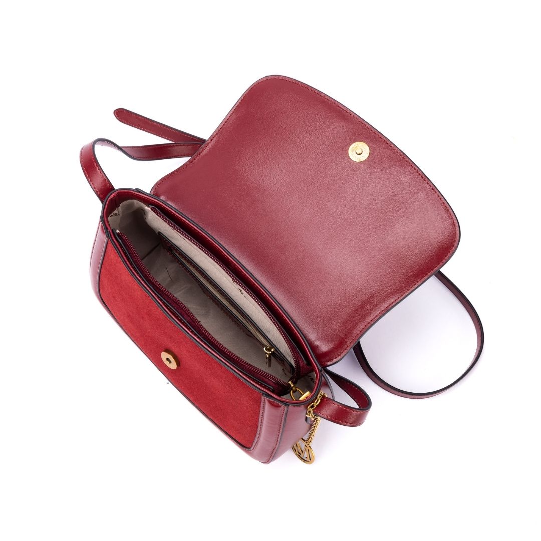 Sac à rabat - REBECCA burgundy de haut