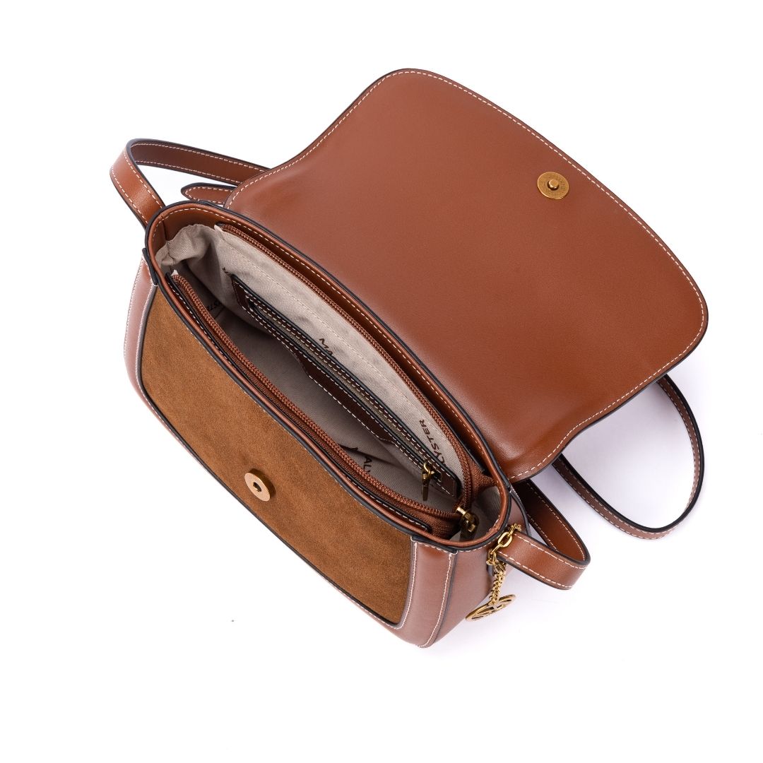 Sac à rabat - REBECCA cognac de haut