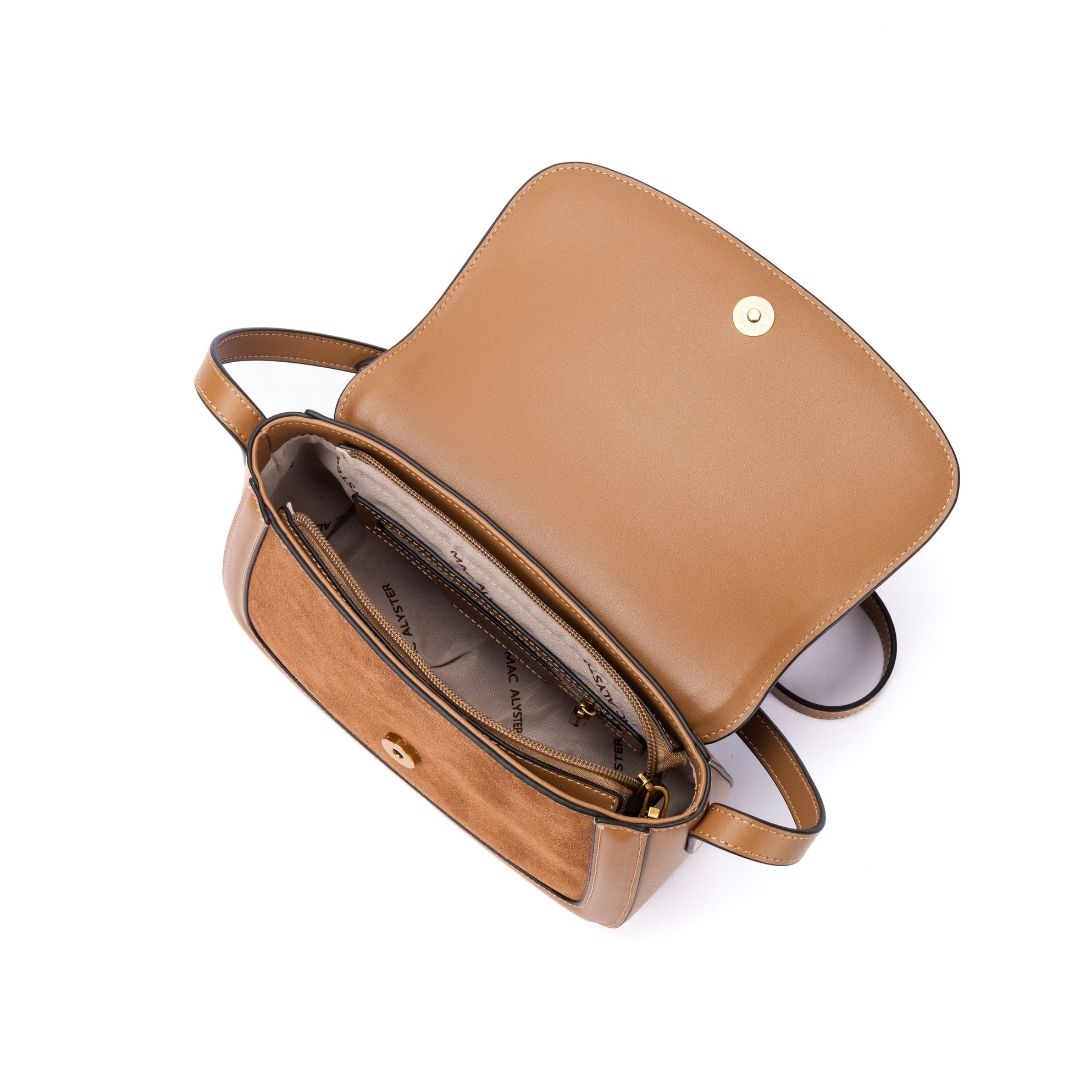 Sac à rabat - REBECCA marron de haut