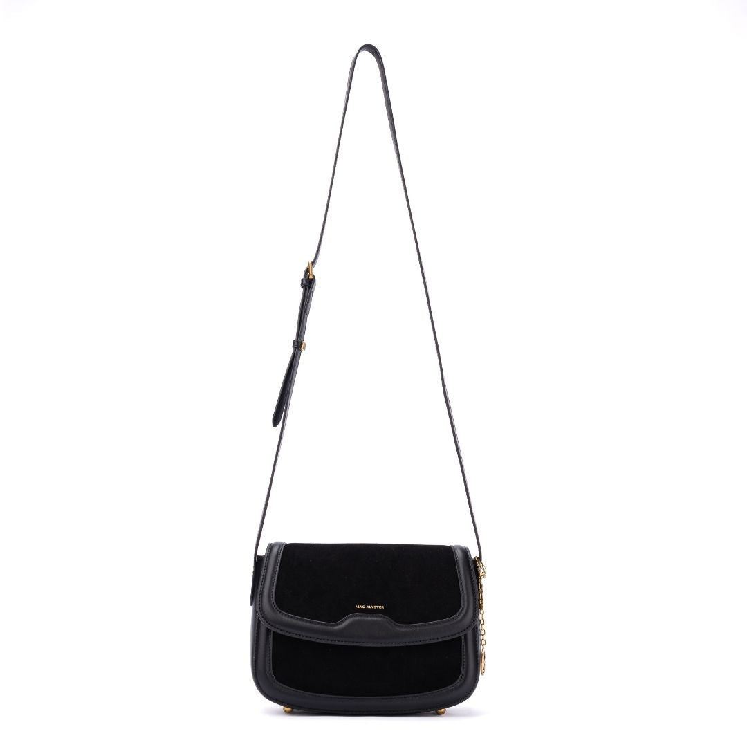 Sac à rabat - REBECCA noir de face