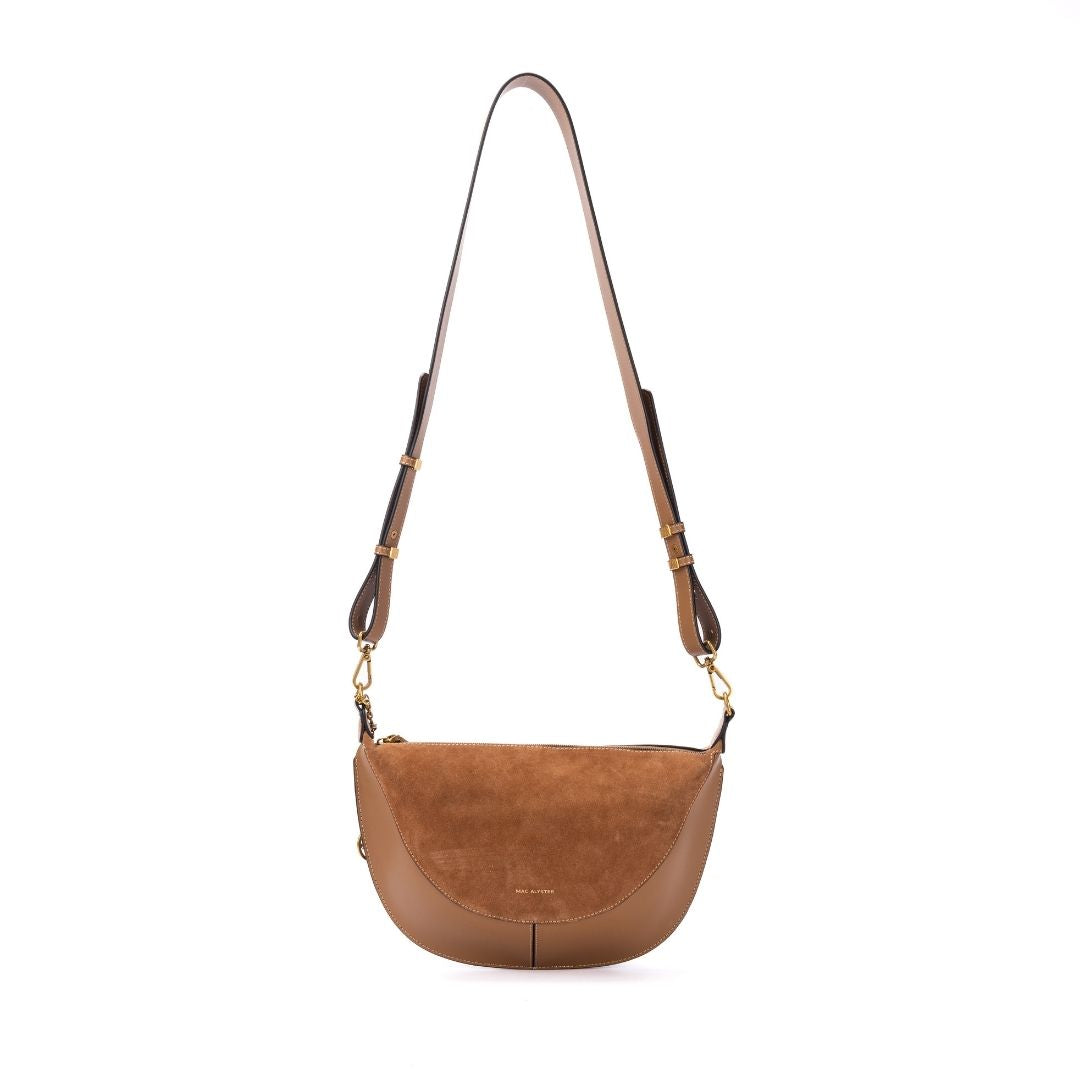 Sac demi-lune - REBECCA marron de face