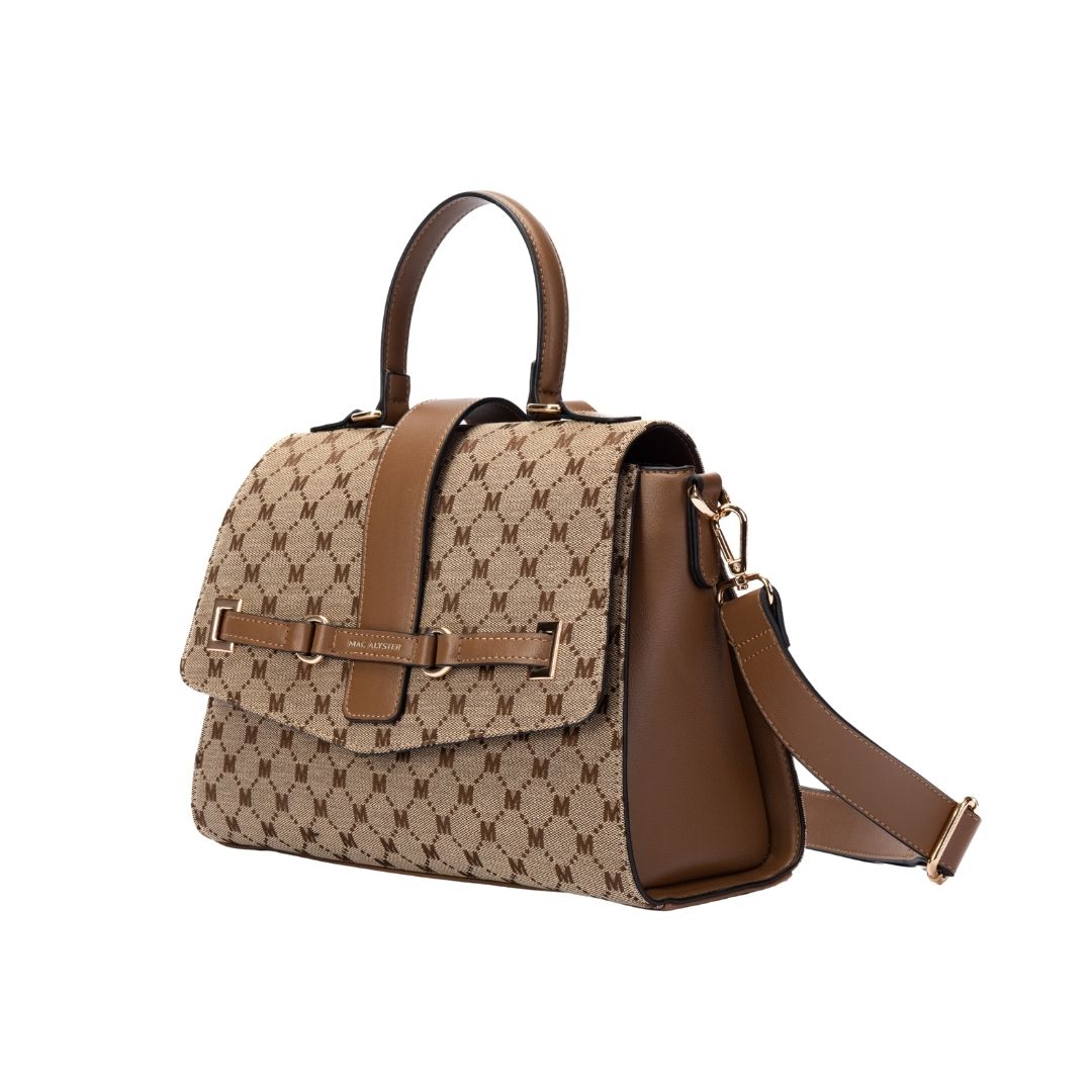 Sac à rabat - CLEMENCE taupe de trois-quarts