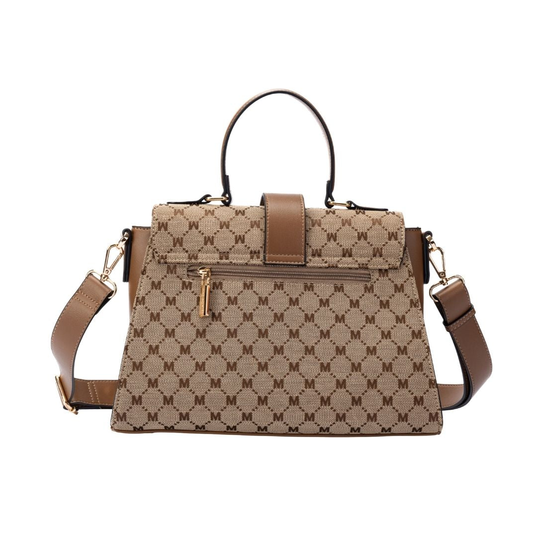 Sac à rabat - CLEMENCE taupe de dos