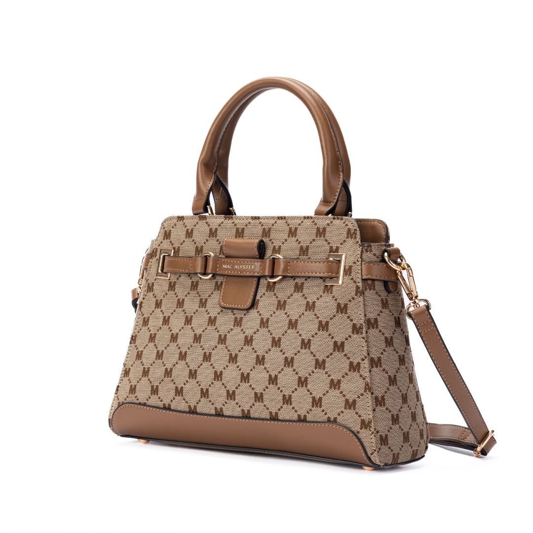 Petit sac porté main - CLEMENCE taupe de trois-quarts