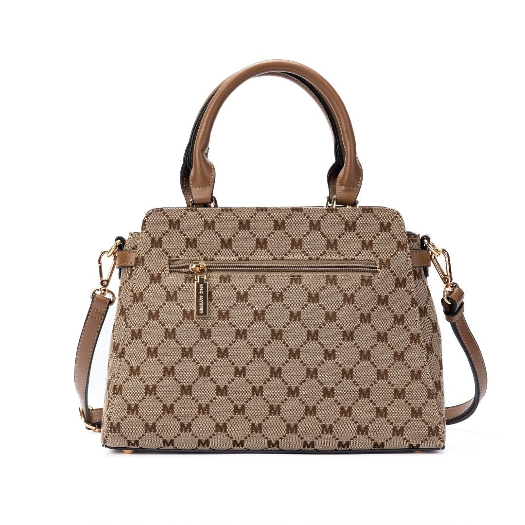 Petit sac porté main - CLEMENCE taupe de dos