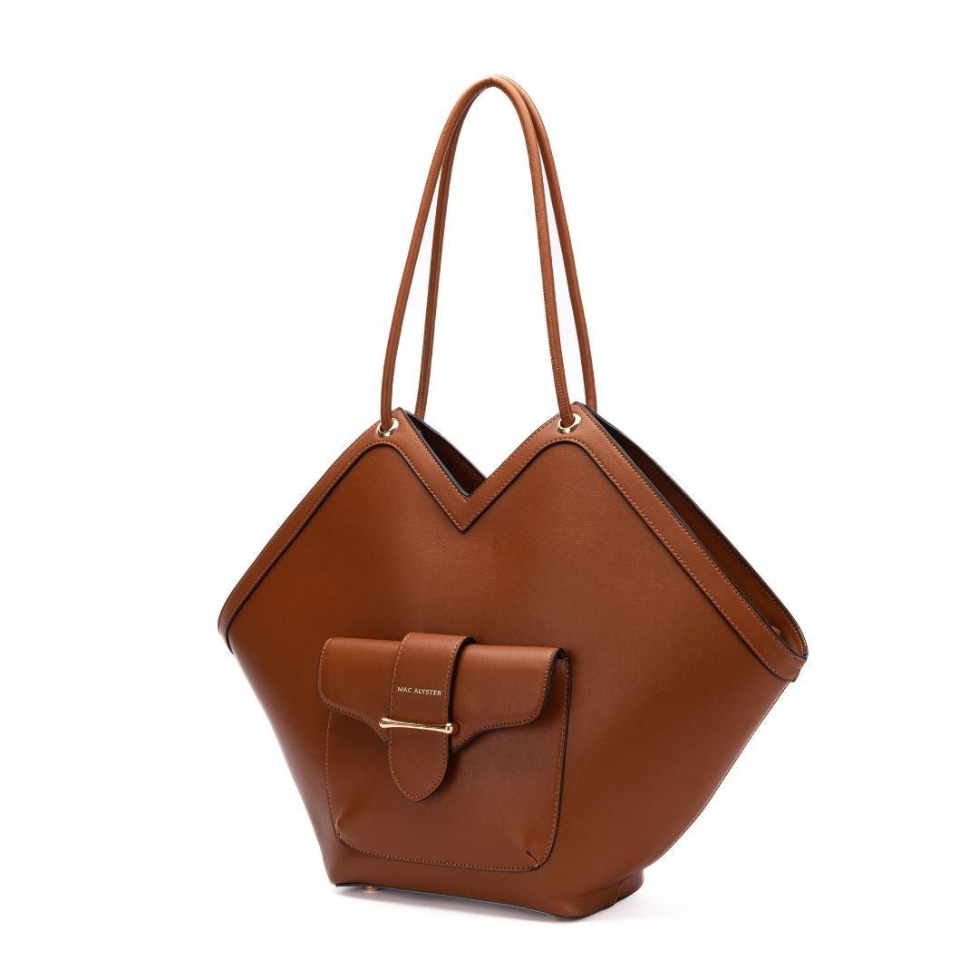 Sac cabas - DESINVOLTE cognac de trois-quarts