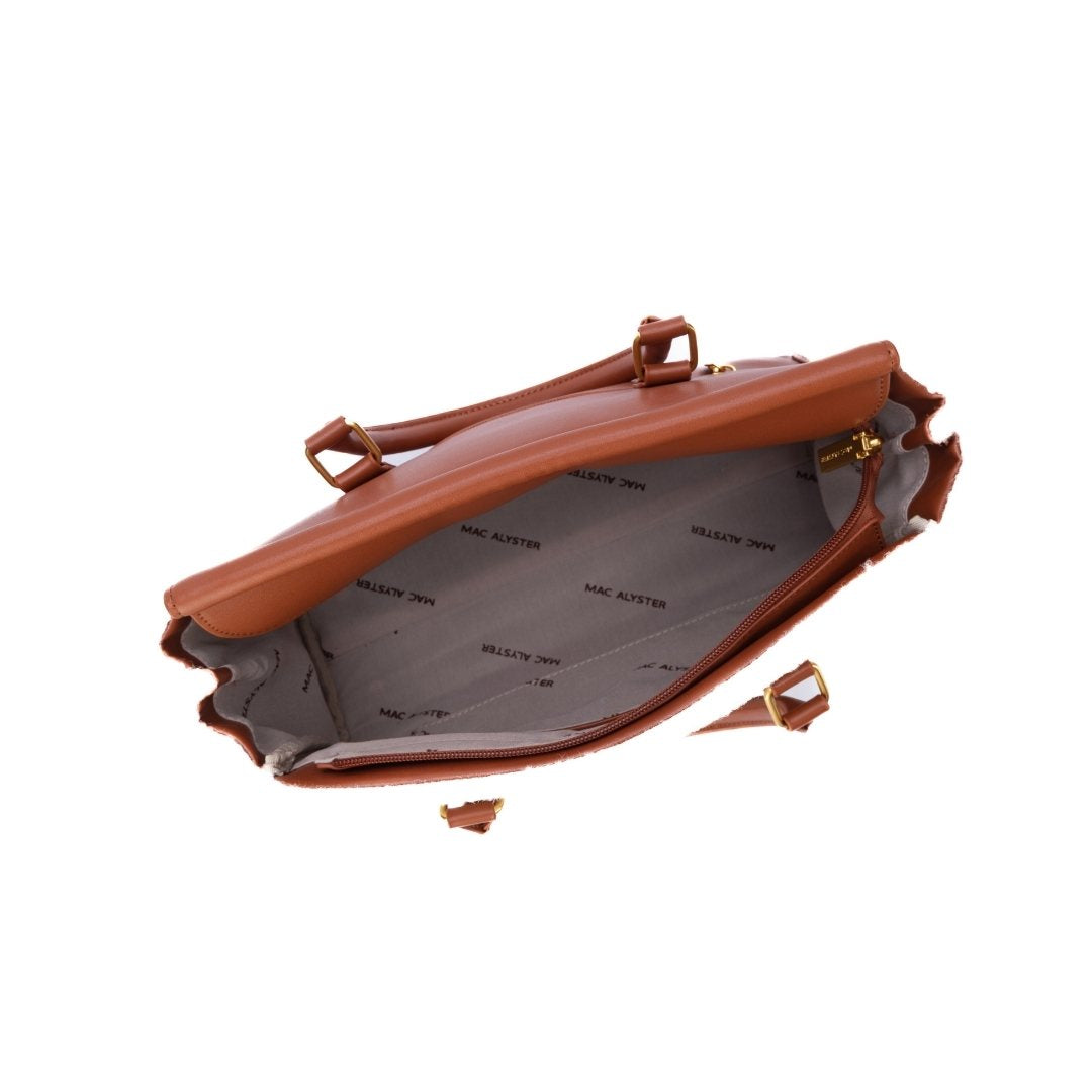 Sac porté main FRISSON en matière synthétique CAMEL de haut