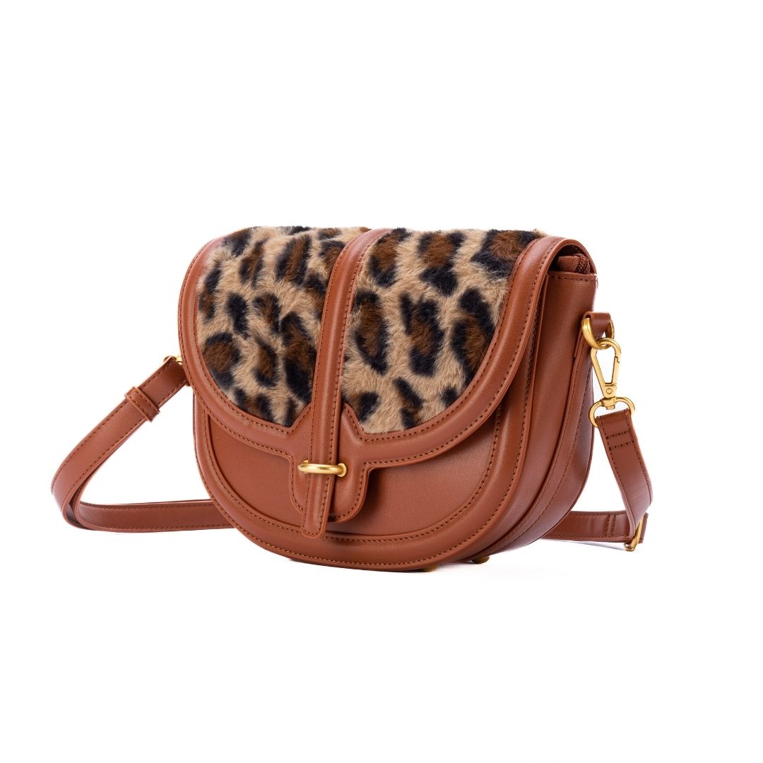 Sac à rabat - FRISSON leopard de trois-quarts