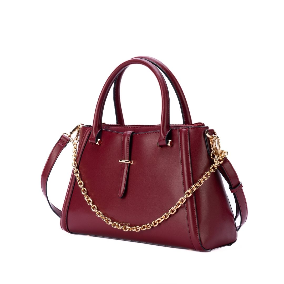 Sac porté main - RESONANCE burgundy de trois-quarts