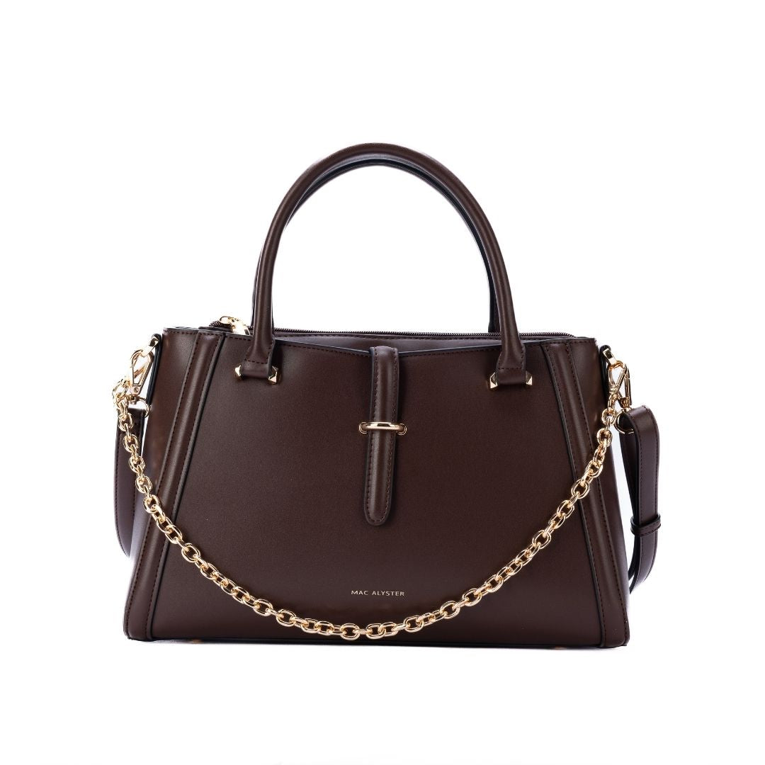 Sac porté main - RESONANCE chocolat de face