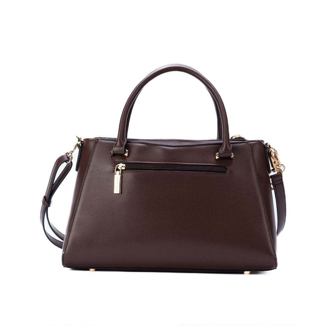 Sac porté main - RESONANCE chocolat de dos