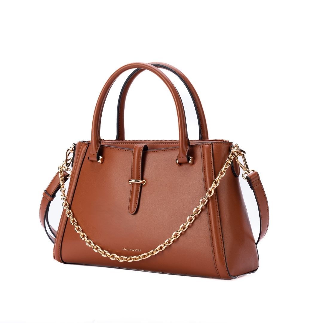 Sac porté main - RESONANCE cognac de trois-quarts