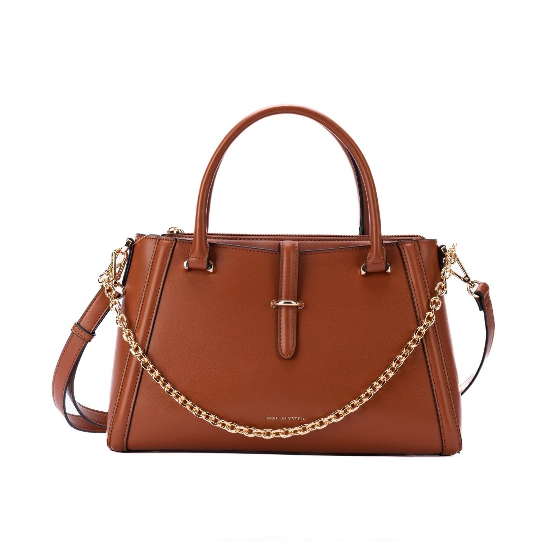 Sac porté main - RESONANCE cognac de face