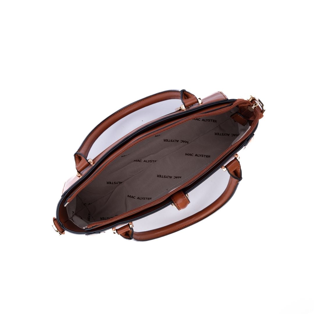 Sac porté main - RESONANCE cognac de haut